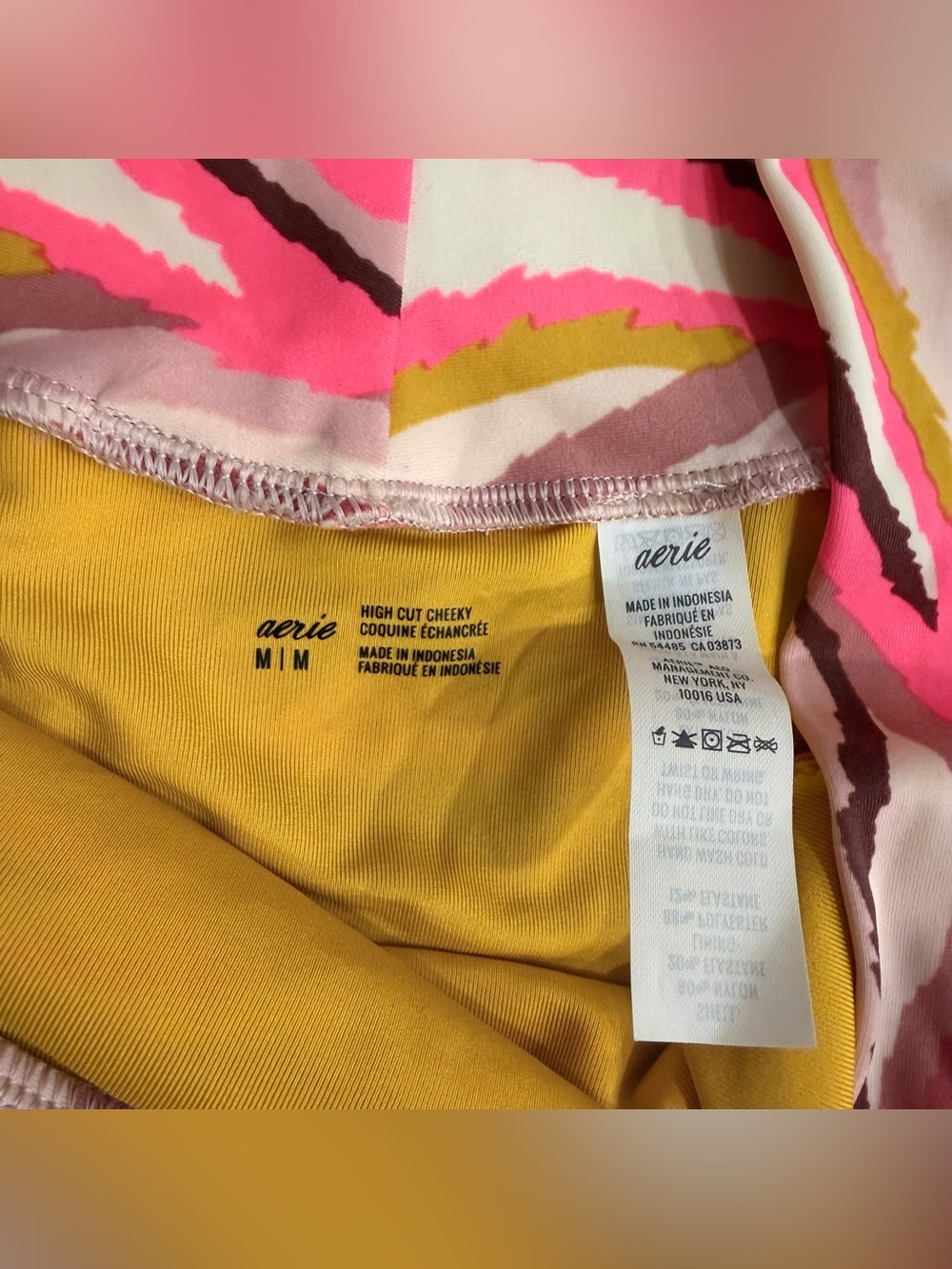 Aerie Women's Crossover High Cut Cheeky Bikini Bottom Zebra Pink Brown‎ Medium - Picture 2 of 4